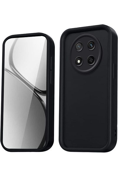 Fibaks Honor Magic 7 Lite Compatible Case Soft Textured Shock-Absorbing Black Silicone Cover with Camera Protection