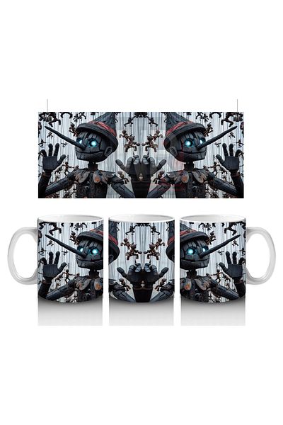 Luluyen Dark Science Fiction Style with Masked Figures with Chains Halloween Printed Mug Cup