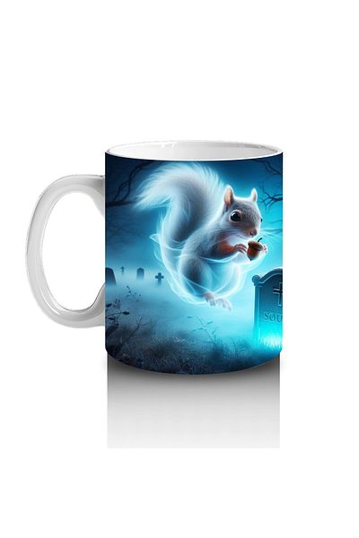 Luluyen Ice Blue Ghost Figure Rising with Flames Halloween Printed Mug