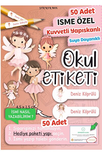 Think And Print Okul Etiketi Kalem Defter isimli Etiket Isim Yazılabilen Kele...