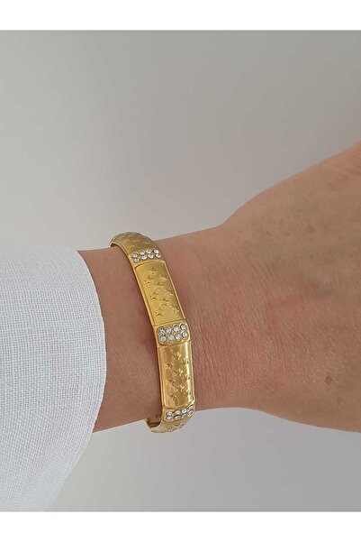 Bubbleatelier Çelik vintage taşlı kelepçe