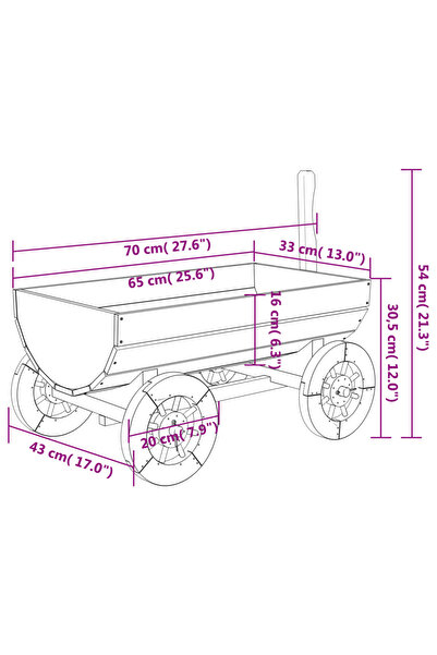 vidaxl Decorative Wagon 70x43x54 cm Solid Wood Fir