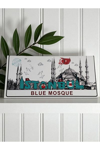 GALATA GIFT Wooden Table-Nameplate, Decorative Istanbul Places Red Adhesive Direction/Sign Collection 30*14cm