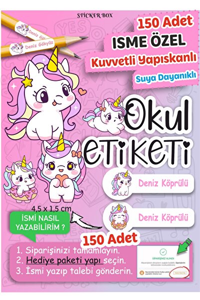 Think And Print Okul Etiketi Kalem Defter isimli Etiket Isim Yazılabilen Çocu...