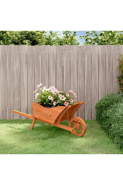 vidaxl Wheelbarrow Planter 128x45.5x43 cm Solid Wood Fir