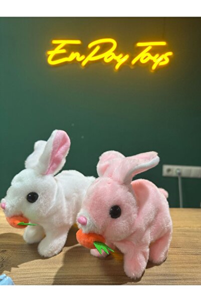 TİVENS Pilli Sesli Ve Işıklı Zıplayan Peluş Tavşan Tekli