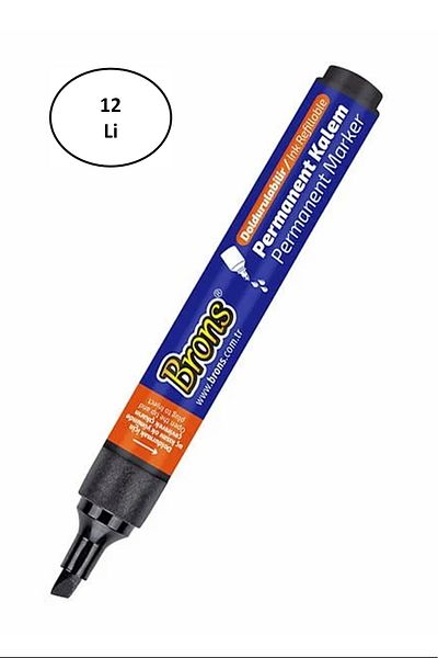 PRATİKOBA Brons BR-9720 Cut Nib Black Permanent Pen 12 Pieces