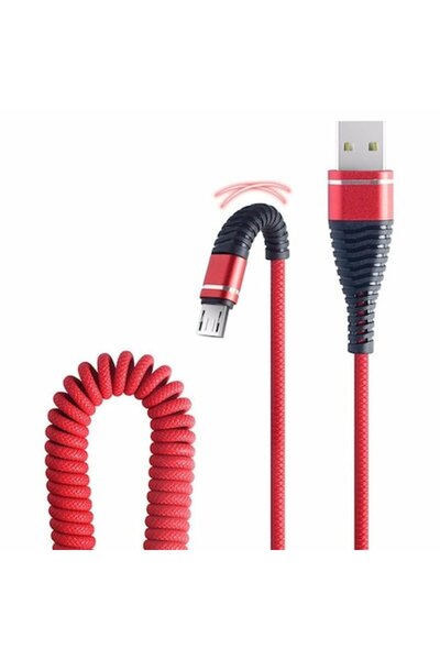 Bibilel Spiral Charging/Transfer Cable Micro USB High Quality Bibilel, 1.2m, Red, BBL919