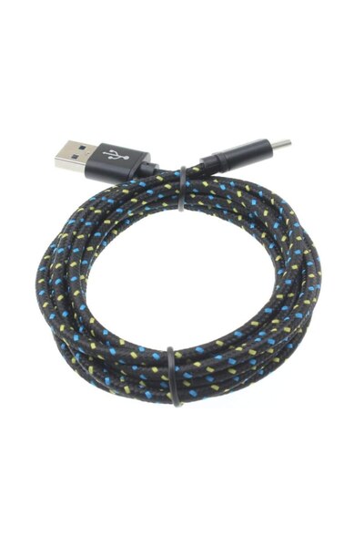 OEM Charging and Data Transfer Cable, USB A to Micro-USB, 2.8m, Textile, Black