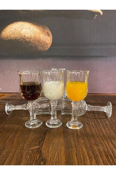 PRATİKOBA 6-piece larin coffee side water glass transparent color royaleks-70682