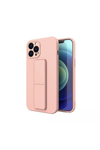 SOHO Carcasă de protecție cu suport metalic pentru iPhone 13 Pro, silicon, roz