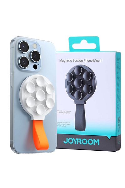 REDz Accessories JOYROOM JR‑ZS393 MagSafe Holder, Suction Cups + Magnetic, Compatible 4.7‑7″, White