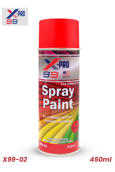 XPRO X-PRO 99 Orange Red Spray Paint 450ml Fast Dry, Multi-Surface, Gloss Finish, UV Protection X99-02