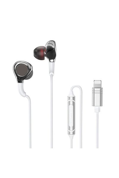 SOHO In-ear Metal Earphones Compatible with Apple, Lightning Connector, Built-in Microphone, 1.2m, Gray