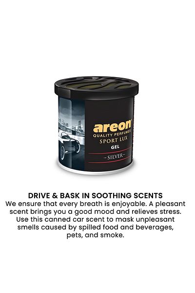 Areon Sport Lux Gel Car Air Freshener Silver 80g Long Lasting Adjustable Scent GSL-02