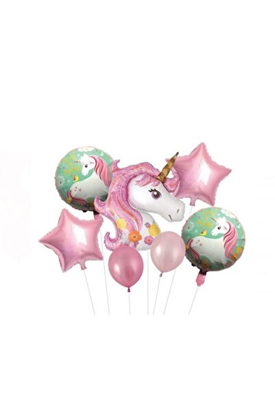 Bibilel Set de 7 baloane cu personaj unicorn, culori metalice, ghirlandă, mul...