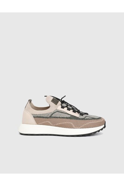 İLVİ Darwin Hakiki Triko Deri Bej Erkek Spor Ayakkabı