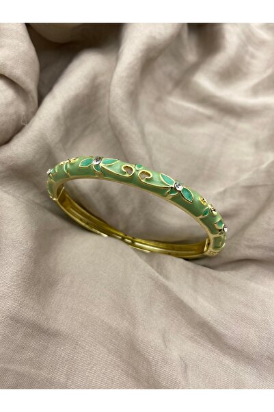 Hedef Bijuteri Renkli Mineli Çiçek Desenli Kelepçe Bileklik