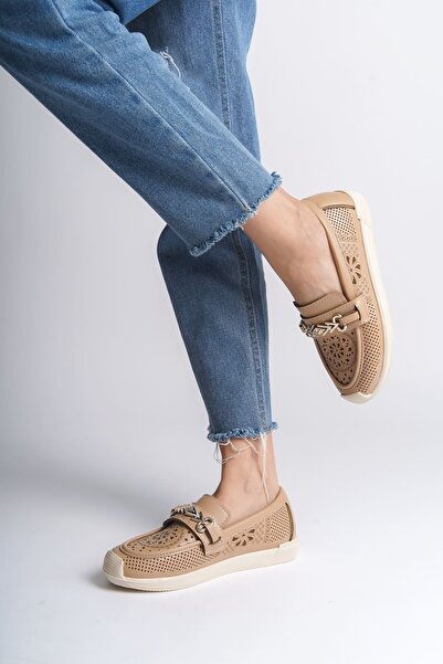 MCEM STORE Jet-Lily Laceless Orthopedic Comfortable Sole Flower Patterned Women's Ballerina Shoes Ckt - Ten