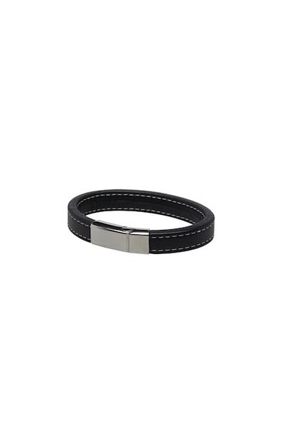 Bellfield Bratara de piele, Bellfield, Neagra, Diametru 6 cm, Latime 1,2 cm