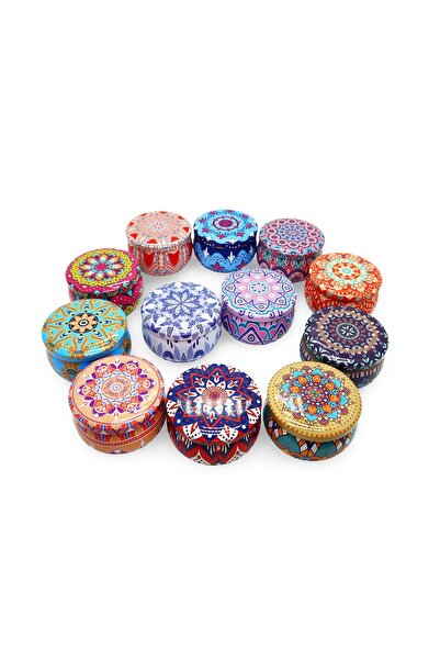 Gift Moda Mandala Desenli Metal Kutuda Büyük Boy Kokulu Mum