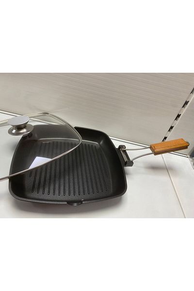 GRÜNBERG Aluminum Grill Pan with Glass Lid