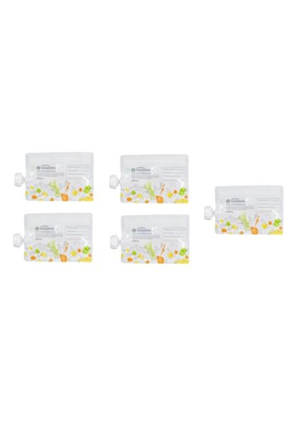 OEM Set 5 pungi de hrănire reutilizabile pentru bebeluși cu linguriță din sil...