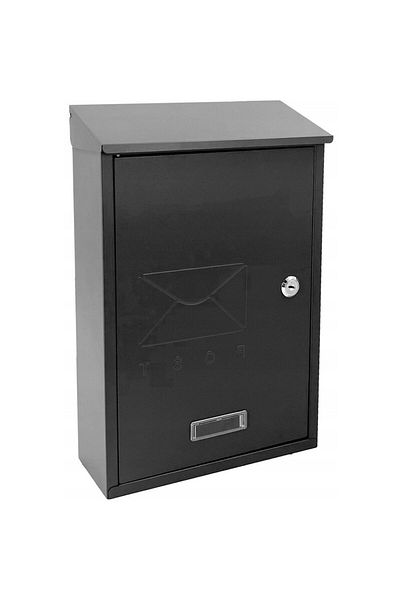 SERSIMO Outdoor mailbox, for fence or wall, made of galvanized steel, with lock, 38x10x25cm, dark gray