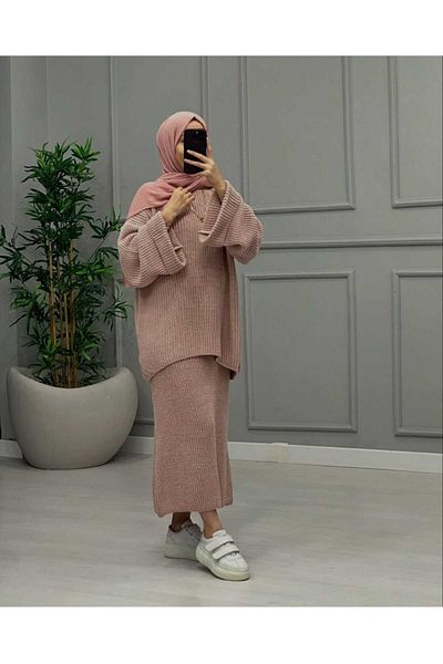 AXXAN Skirted Loose Knitwear Suit Sweater Suit Knitwear Loose Cut Standard Size 36/42 Size Range