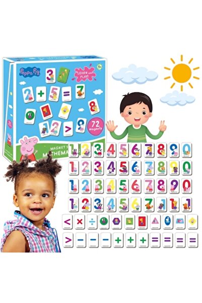 Technok Set de magneți educaționali MALUK, Peppa Pig, Matematică, 72 de piese, Multicolor, 20,5x20,5x4cm