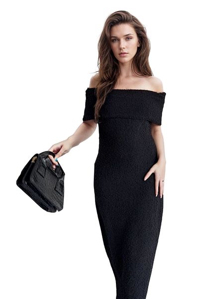 VAGGON Madonna Collar Maxi Length Strapless Dress