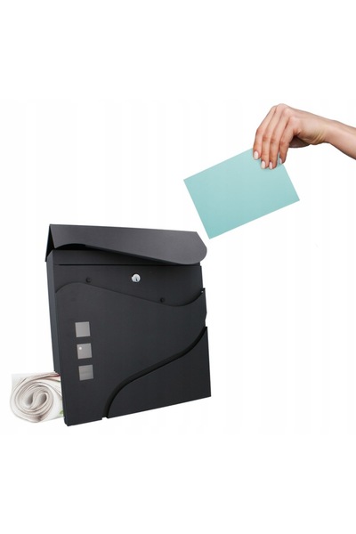 SERSIMO Outdoor mailbox, for fence or wall, made of galvanized steel, with lock, 37x11x37cm, dark gray