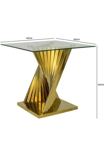 Vanity Living طاولة جانبية لأثاث غرفة المعيشة، طاولة علوية من الزجاج المقسّى الشفاف، طاولة أريكة مع