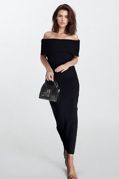 VAGGON Madonna Collar Maxi Length Strapless Dress