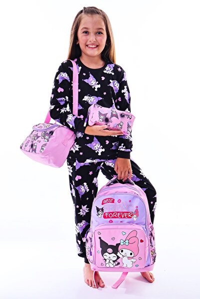 ZUZUNGA Kuromi İle Okula Dönüş Seti ( Sırt Çantası - Beslenme Çantası - Kalemlik )