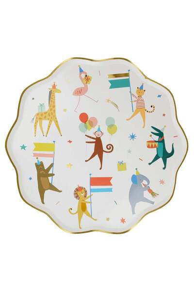 Meri Meri - Animal Parade Dinner Plates - Animal Parade Plates (L) (Piece of 8)