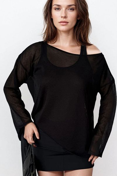 VAGGON Asymmetrical Cut Basic Blouse