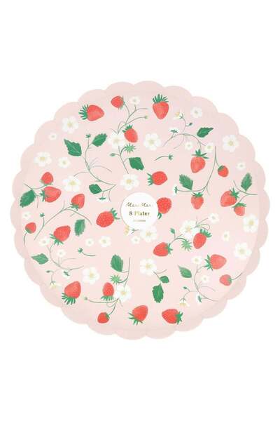 Meri Meri - Strawberry Plates - L - 8 Pieces