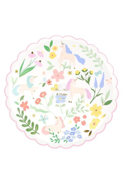 Meri Meri - Unicorn Tabak - L - 8 Adet