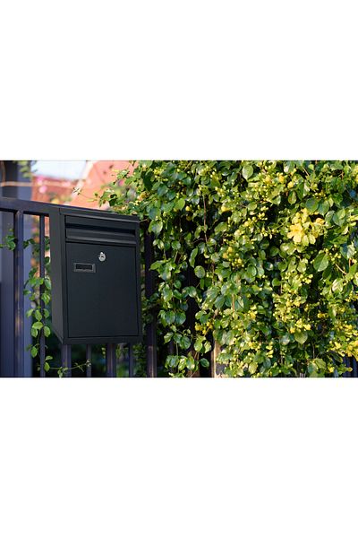 SERSIMO Outdoor mailbox, for fence or wall, made of galvanized steel, with lock, 32x8x25cm, dark gray
