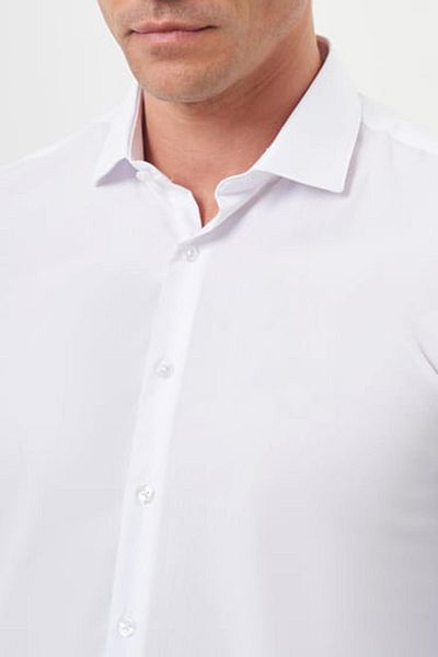 Mentality 2227 Men's Long Sleeve Terry Cotton Slim Fit Shirt White