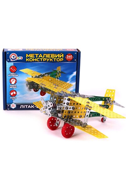 Technok Tehnok Metal Constructor 21x16x4 with Bolts, Nuts, Tools for Biplane, 260 Parts