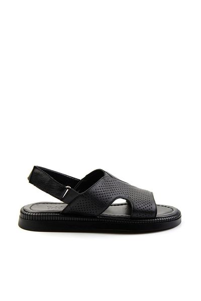 Bambi Black Leather Men's Sandals E05557240643