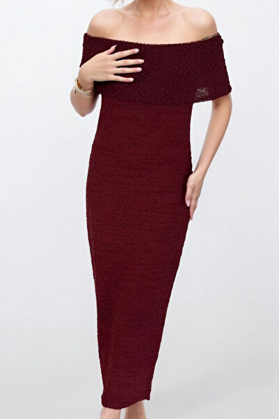 VAGGON Women's Burgundy Madonna Collar Maxi Length Strapless Dress Vs00755