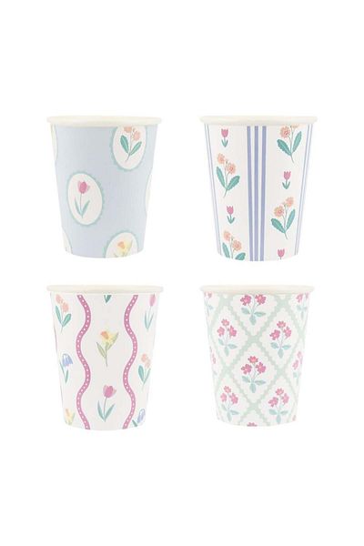 Meri Meri - Bloomsbury Flower Patterned Cups - 8 Pieces