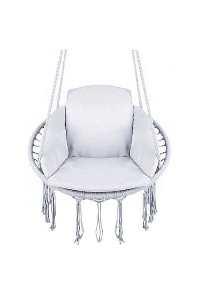 SERSIMO round swing chair with cushion for home or garden, gray