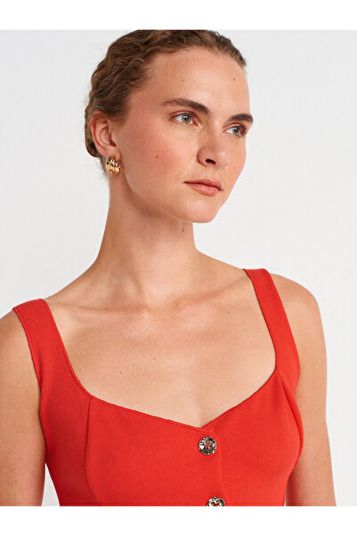 Dilvin 31987 Peplum Etekli Yelek-Kırmızı