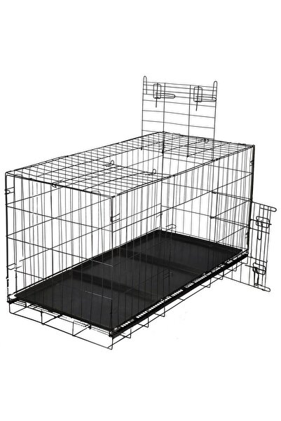 SERSIMO Cușcă pentru animale de companie, 2 uși, pliabilă din metal, XXL, neagră, 130x70x61 cm