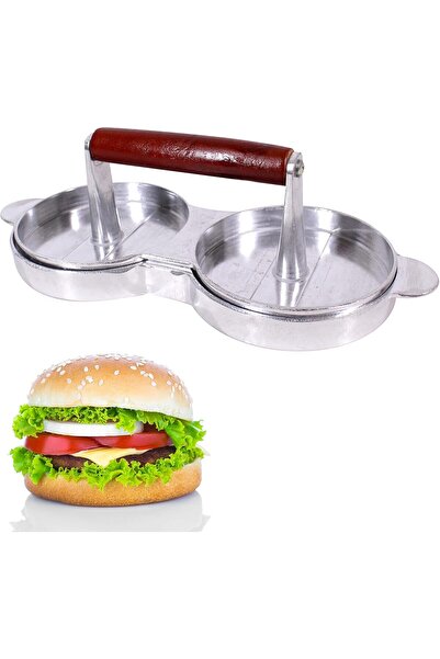 Biki صانعة الفطائر - مكبس برجر مزدوج من الألومنيوم المصبوب المعدني، ربع باوند، غير لاصق