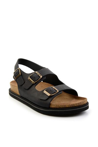 Bambi Black Leather Men's Sandals E05801198403